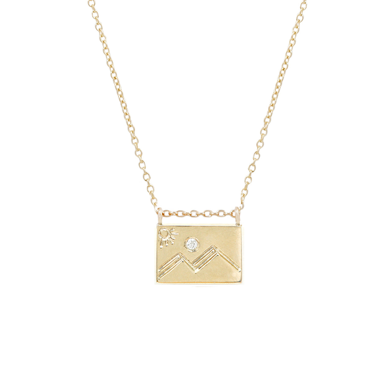 Mountain postcard charm necklace