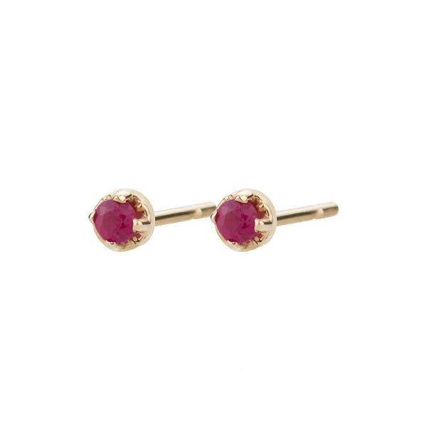 Small prong studs, ruby