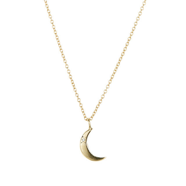 Crescent moon necklace with diamond
