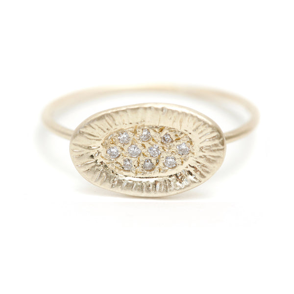 Sunburst ring with white diamonds