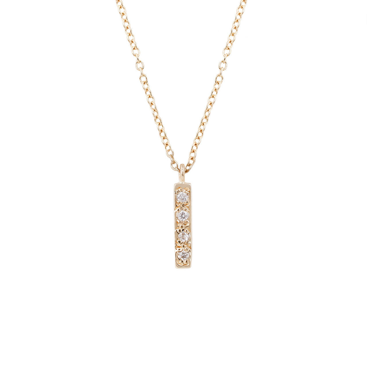 Baby Bar Necklace-White Diamond
