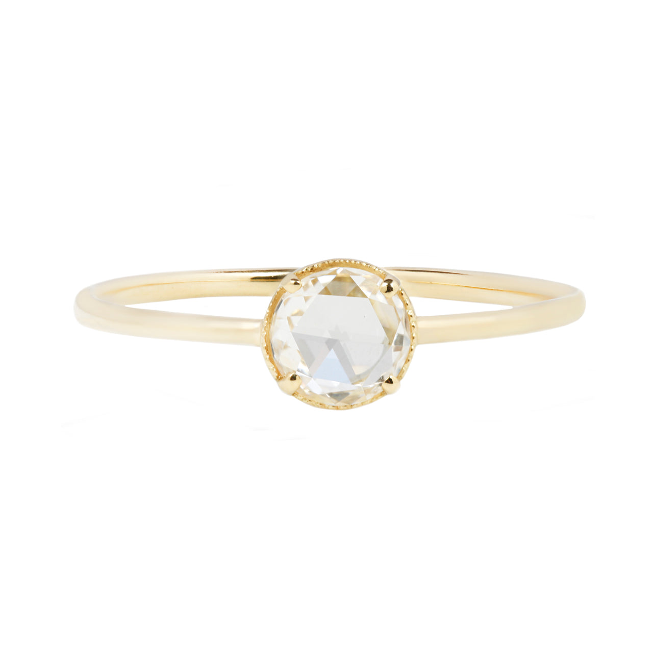 White rose cut diamond milgraine ring